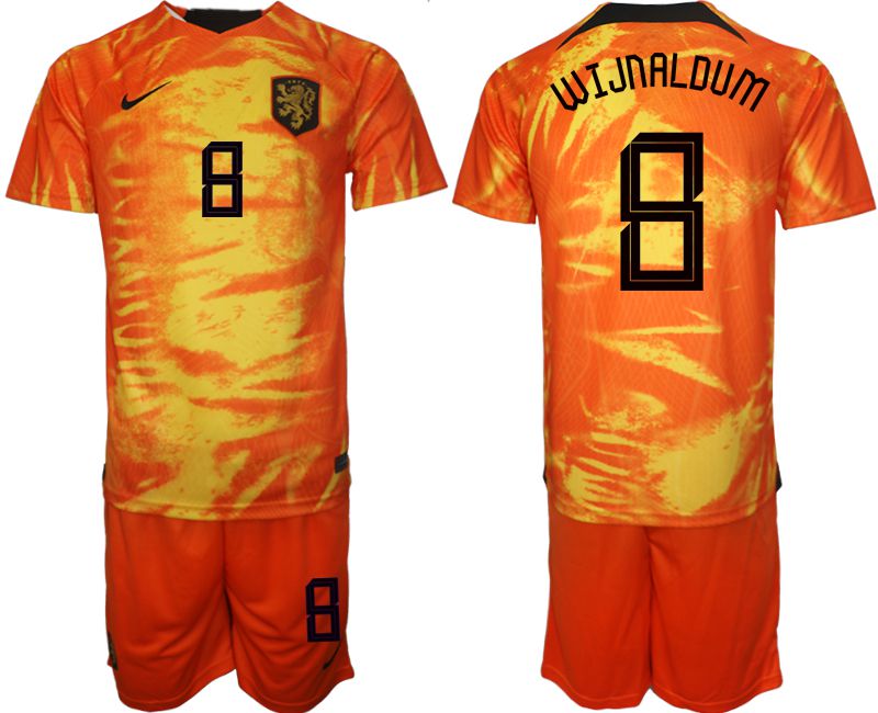Men 2022 World Cup National Team Netherlands home orange 8 Soccer Jerseys
